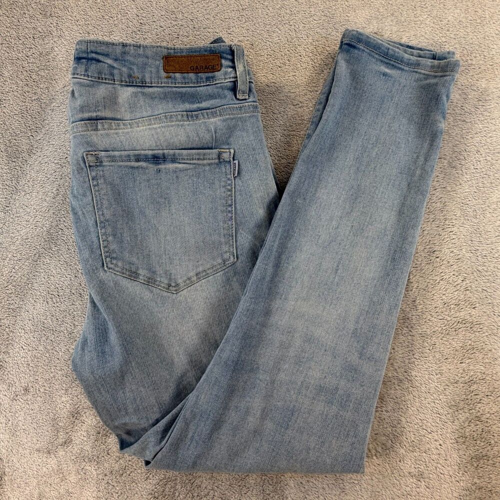 Garage Jeans Juniors 9 High Rise Skinny Distressed Light Blue Denim